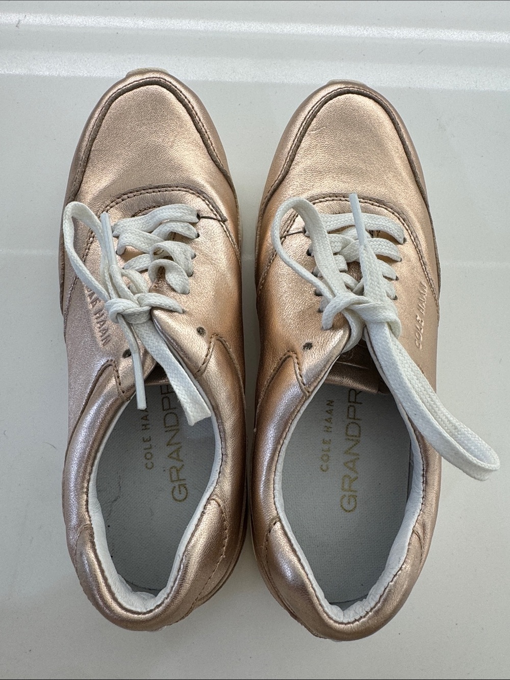 Cole Haan Metallic Rose Gold Lace-Up Sneakers